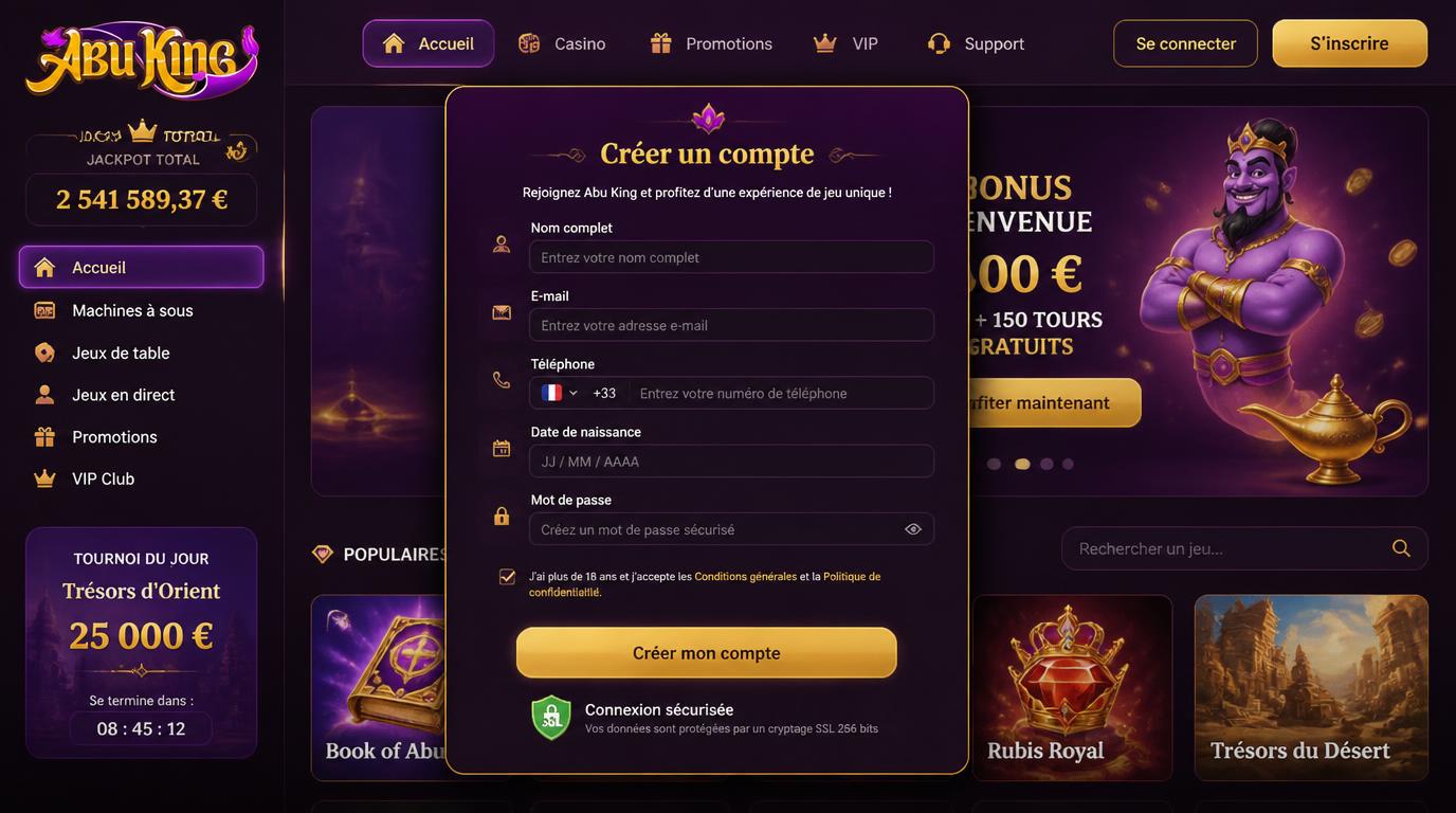 Formulaire d’inscription simple avec cadenas SSL visible.