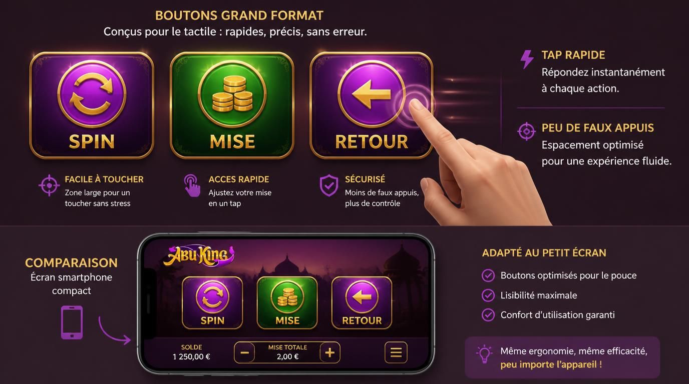  Boutons réactifs et zones tactiles ergonomiques sur appli mobile. 